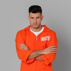 Mand i orange fange kostume